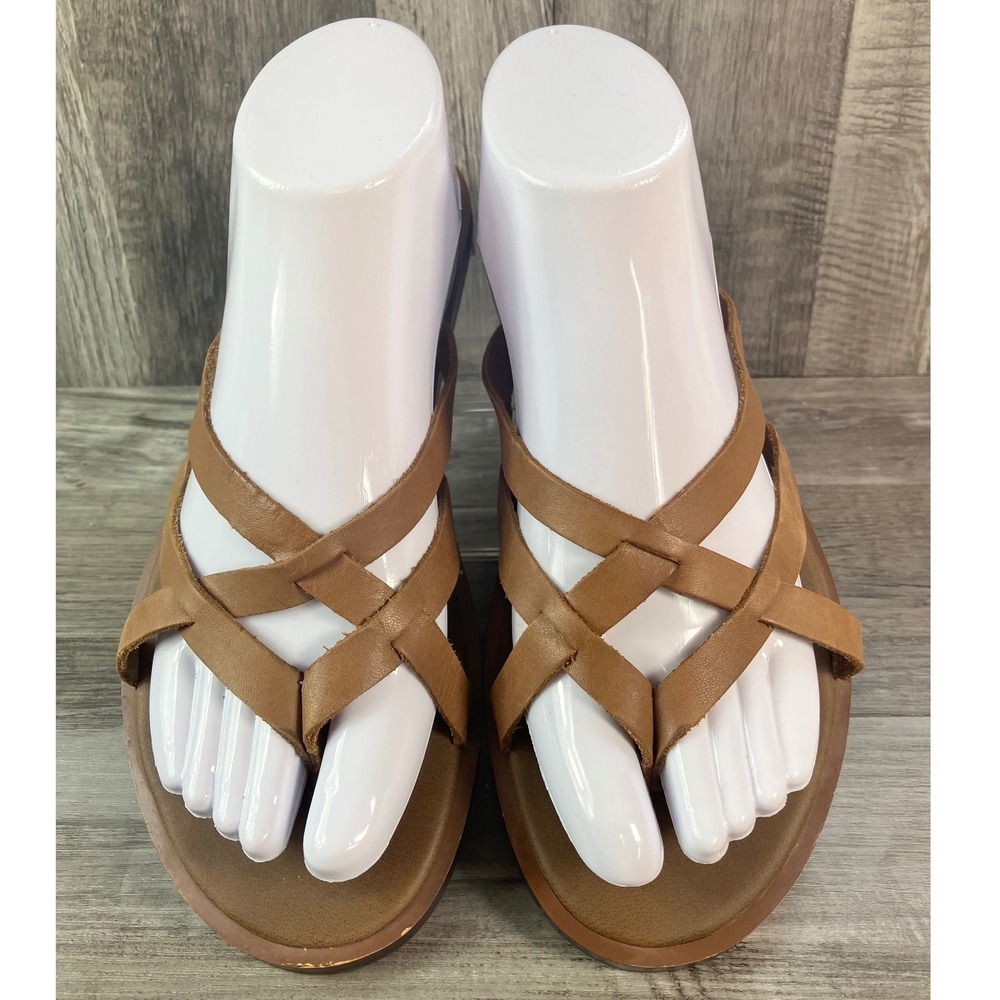 Sanuk Yoga Sling Ella Brown Strappy Toe Loop Flat Sandals Womens 9 1019792 - Picture 3 of 6